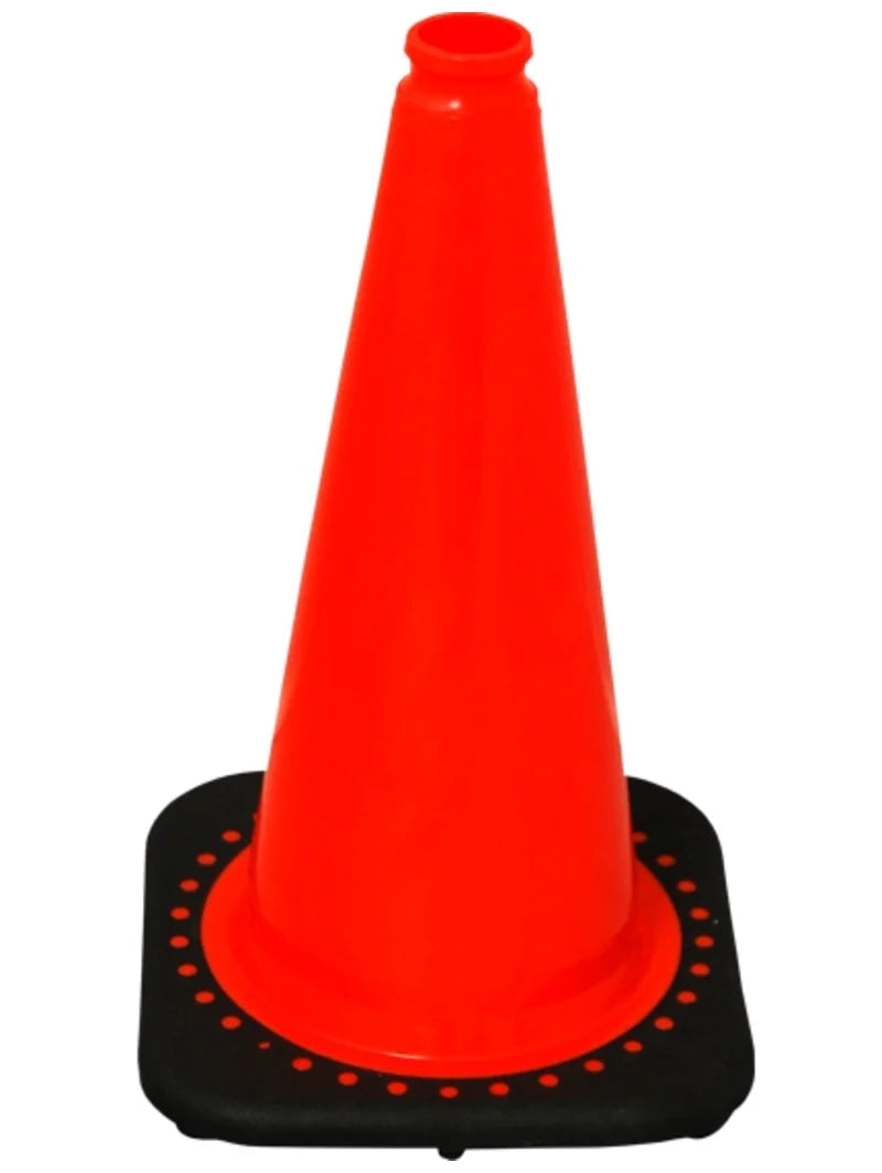 18" Traffic Cones PVC Black Base Road Safety Supply
