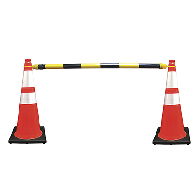 Retractable Traffic Cone Bar (Adjusts from 4' to 7') – Reflective Black & Yellow