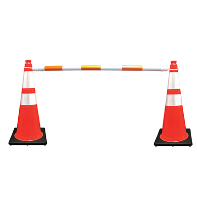 Retractable Traffic Cone Bar (Adjusts from 5.5' to 10') – Reflective Orange & White