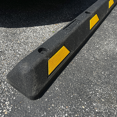 6’ Rubber Car Parking Stop - Yellow Stripe