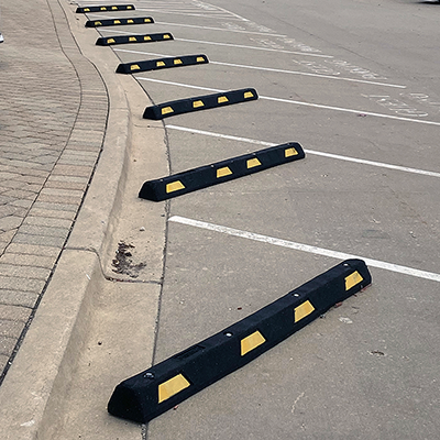 6’ Rubber Car Parking Stop - Yellow Stripe