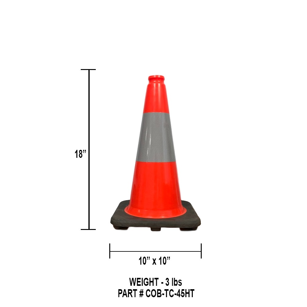 18″ Orange PVC Traffic Cone Black Base