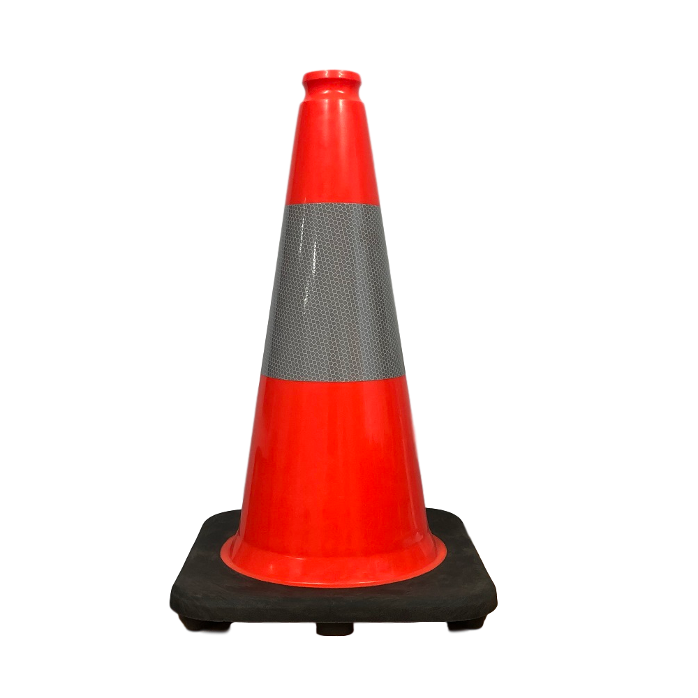 18″ Orange PVC Traffic Cone Black Base