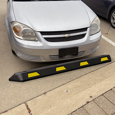 6’ Rubber Car Parking Stop - Yellow Stripe